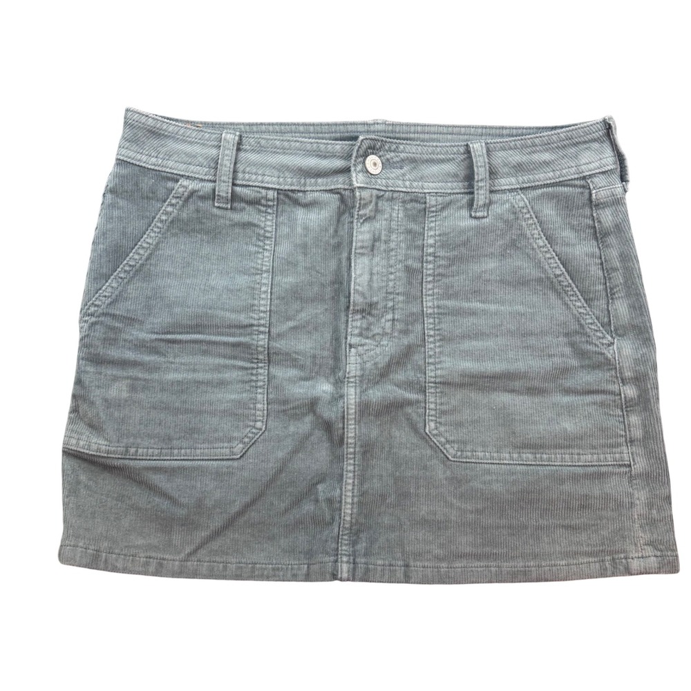 American Eagle Corduroy Mini Skirt Womens 8 Teal Blue High Rise Stretch Pocket